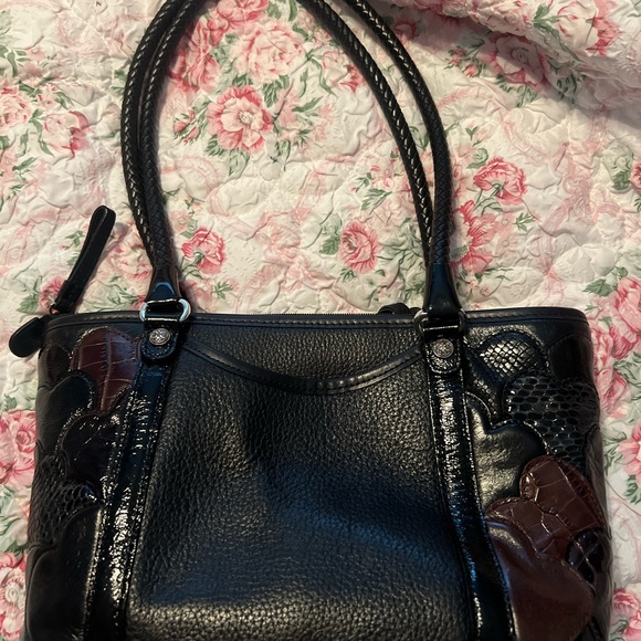 Black and Brown Brighton Leather Handbag - Picture 3 of 4